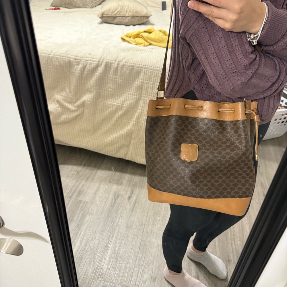 Celine vintage Brown Leather Bucket Bag - Picture 6 of 13